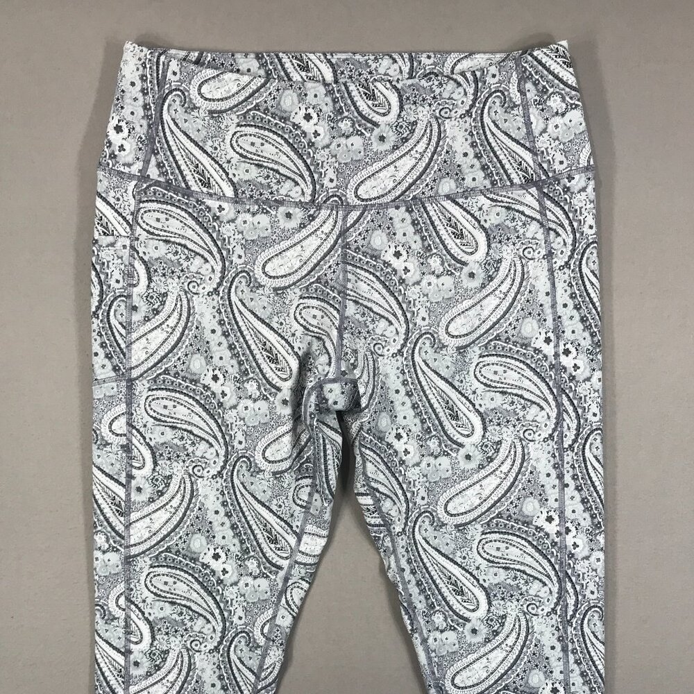 Vera Bradley Leggings Women's 2XL Citrus Paisley Gray High Waist Pocket Ankle